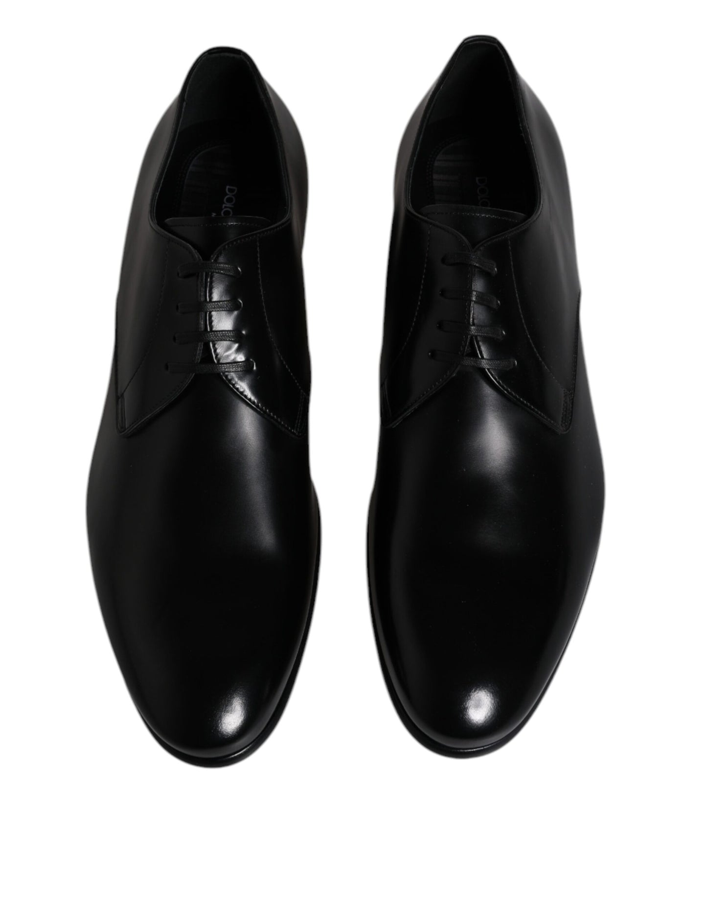 Dolce & Gabbana Black Leather Lace Up Men Derby Formal Shoes