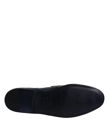 Dolce & Gabbana Blue Exotic Leather Moccasin Slip On Shoes