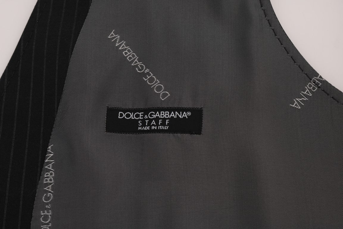 Dolce & Gabbana Elegant Striped Gray Waistcoat Vest