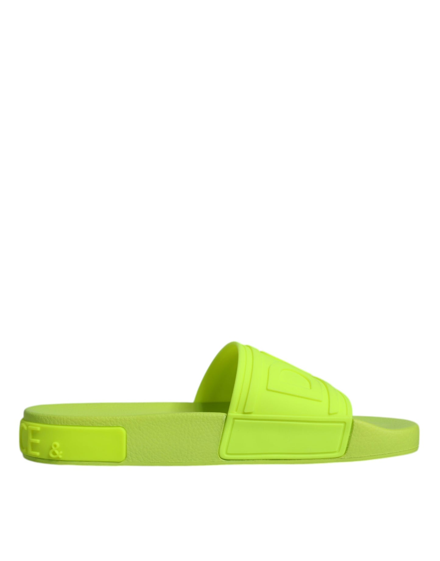 Dolce & Gabbana Green Rubber Slides Sandals Beachwear Shoes