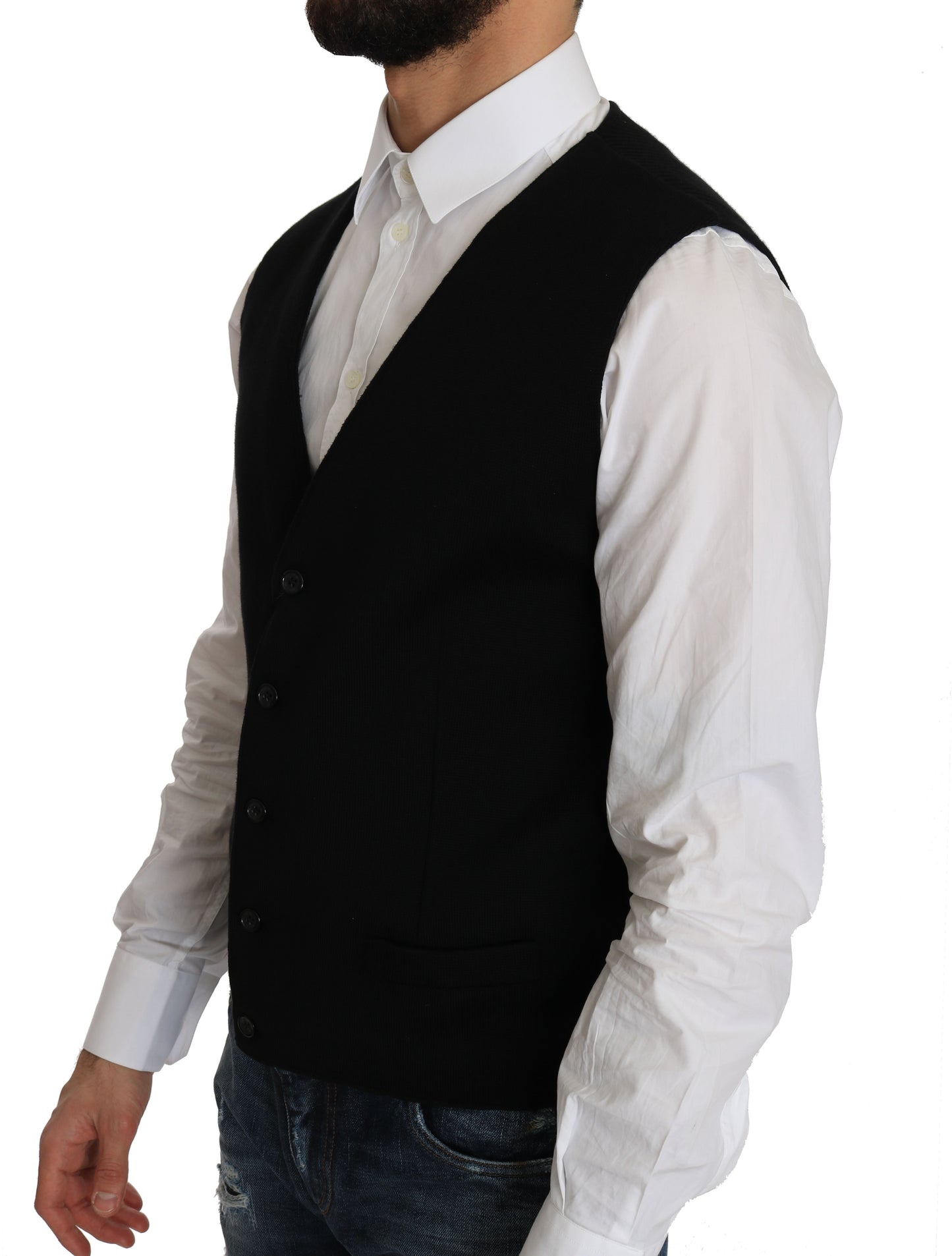 Dolce & Gabbana Sleek Black Cotton Formal Vest