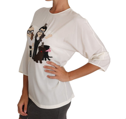 Dolce & Gabbana Chic Figure Family Applique Silk Top