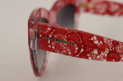 Dolce & Gabbana Elegant Red Lace Detail Sunglasses