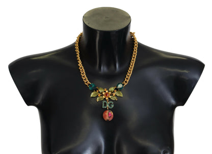 Dolce & Gabbana Elegant Gold-Tone Floral Fruit Necklace